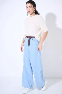 Online KIKISIX PANTA PALAZZO CON ELASTICO DT BLU CHIARO