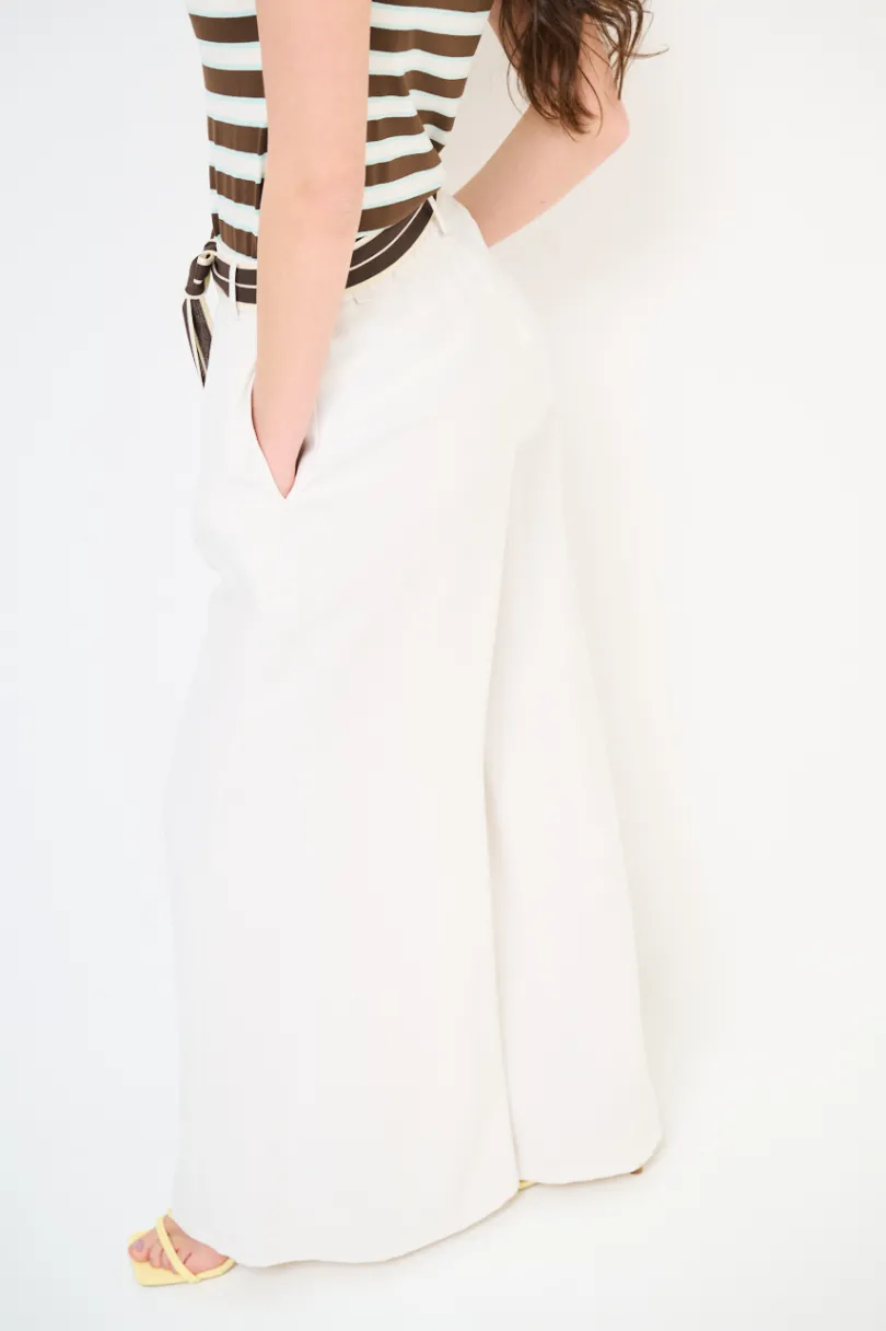 Discount KIKISIX PANTA PALAZZO CON ELASTICO TENCELL BURRO