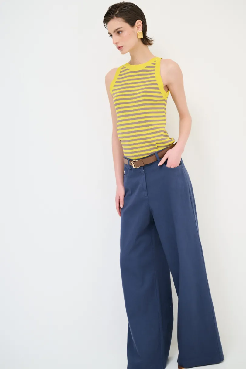 Clearance KIKISIX PANTALONE AMPIO CON CINTURA MEZZO ELASTICO BLU