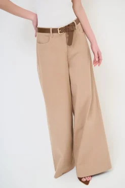 Sale KIKISIX PANTALONE AMPIO CON CINTURA MEZZO ELASTICO MOCHA