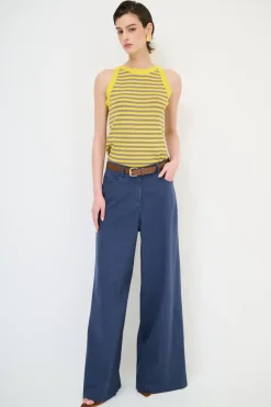 Clearance KIKISIX PANTALONE AMPIO CON CINTURA MEZZO ELASTICO BLU