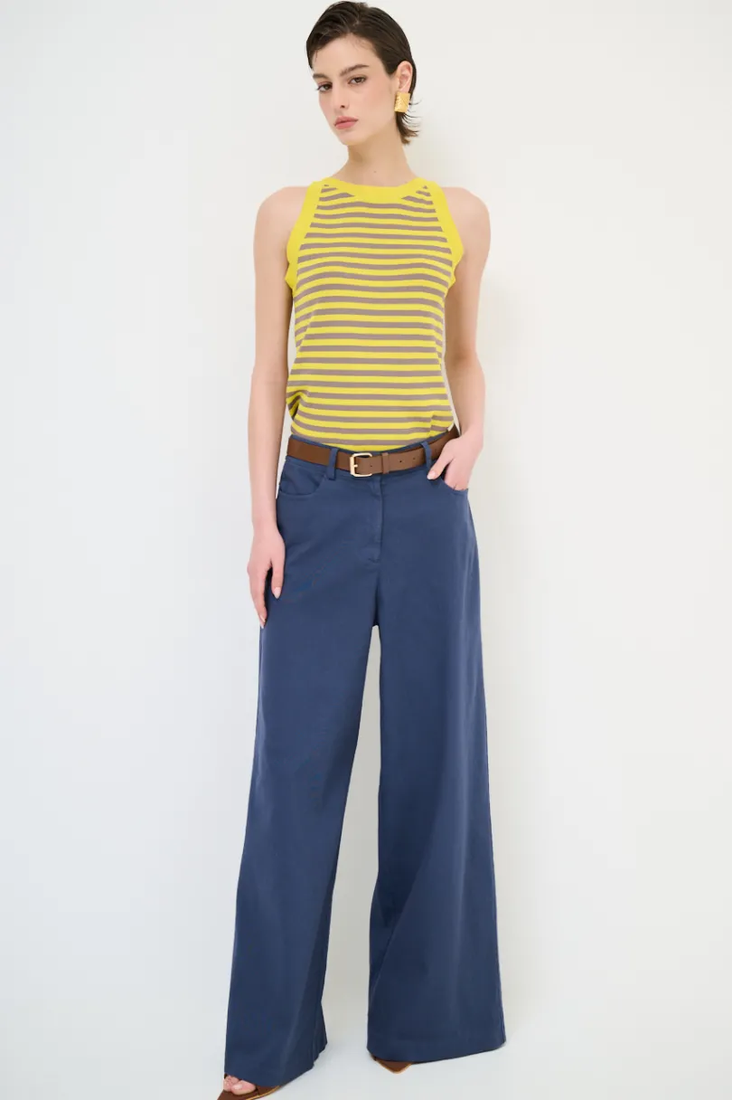 Clearance KIKISIX PANTALONE AMPIO CON CINTURA MEZZO ELASTICO BLU