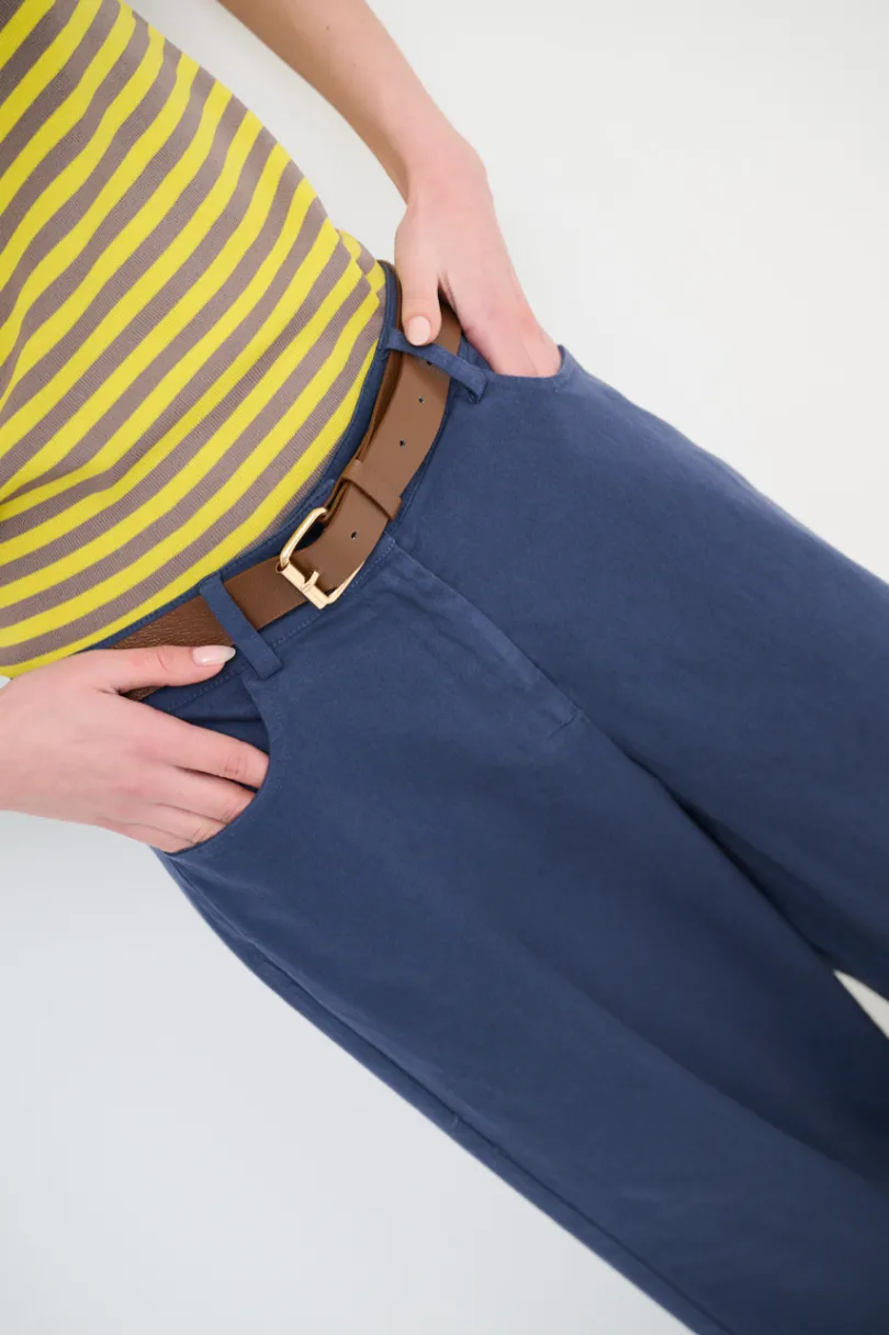 Clearance KIKISIX PANTALONE AMPIO CON CINTURA MEZZO ELASTICO BLU