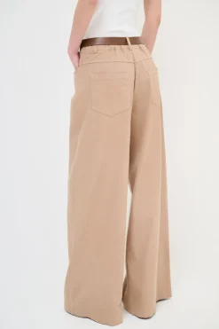 Sale KIKISIX PANTALONE AMPIO CON CINTURA MEZZO ELASTICO MOCHA