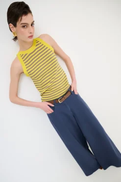 Clearance KIKISIX PANTALONE AMPIO CON CINTURA MEZZO ELASTICO BLU