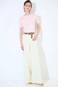 Best KIKISIX PANTALONE AMPIO CON CINTURA MEZZO ELASTICO GIALLO