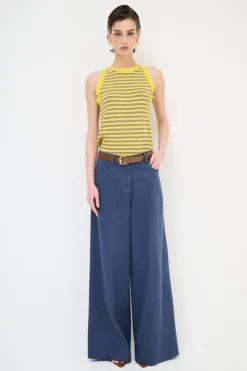 Clearance KIKISIX PANTALONE AMPIO CON CINTURA MEZZO ELASTICO BLU