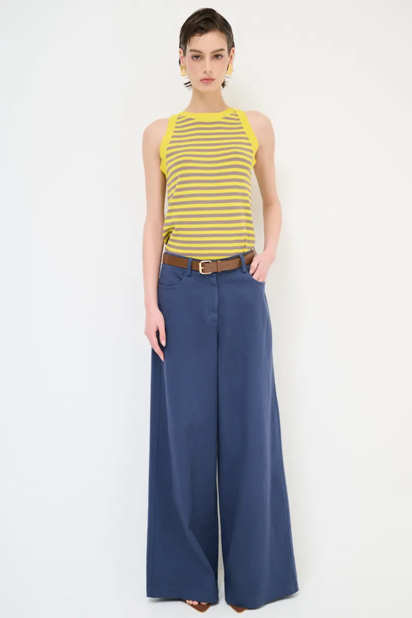 Clearance KIKISIX PANTALONE AMPIO CON CINTURA MEZZO ELASTICO BLU