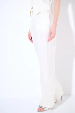 Discount KIKISIX PANTALONE BOTTONE RICOPERTO RASO PANNA