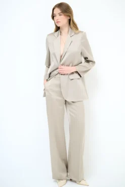 Outlet KIKISIX PANTALONE BOTTONE RICOPERTO RASO BEIGE