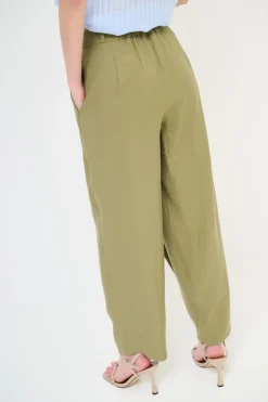 Clearance KIKISIX PANTALONE CARROT CON CINTURINO RIGA VERDE MILITARE