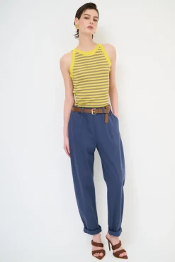 Fashion KIKISIX PANTALONE CON ELASTICO TASCHE FILETTO BLU