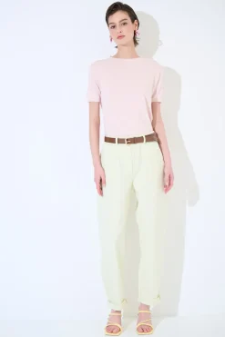 Online KIKISIX PANTALONE CON ELASTICO TASCHE FILETTO GIALLO