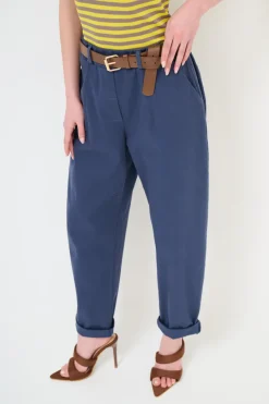 Fashion KIKISIX PANTALONE CON ELASTICO TASCHE FILETTO BLU