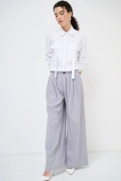 Discount KIKISIX PANTALONE CON PIEG. BOTTONE GRIGIO