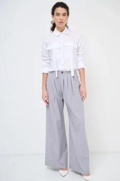 Discount KIKISIX PANTALONE CON PIEG. BOTTONE GRIGIO