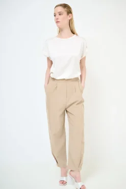 Discount KIKISIX PANTALONE DAINETTO CUCITURE DAVANTI BEIGE