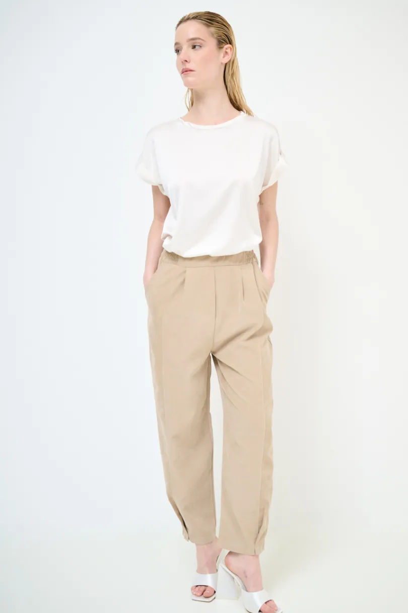Discount KIKISIX PANTALONE DAINETTO CUCITURE DAVANTI BEIGE