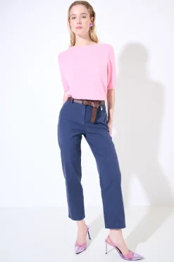 Discount KIKISIX PANTALONE DOPPIE IMPUNTURE DV ELASTICO BLU