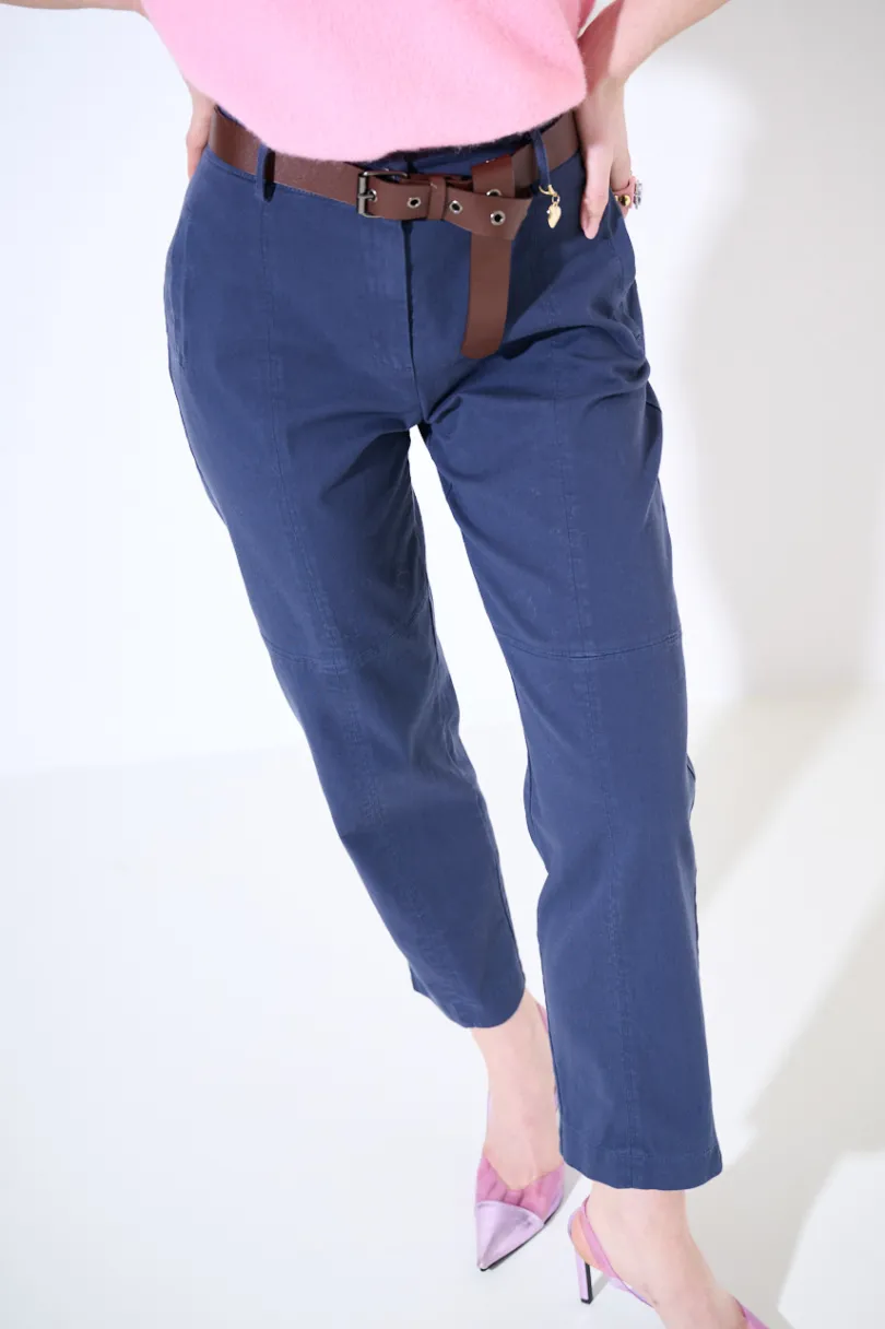 Discount KIKISIX PANTALONE DOPPIE IMPUNTURE DV ELASTICO BLU