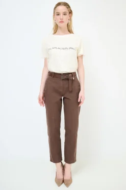 Outlet KIKISIX PANTALONE DOPPIE IMPUNTURE DV ELASTICO MORO