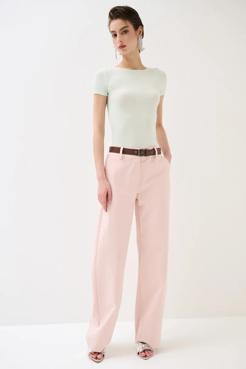 Hot KIKISIX PANTALONE DRITTO CON CINTURA ROSA