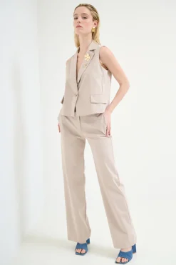 Sale KIKISIX PANTALONE DRITTO CON CINTURA BEIGE