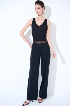 Online KIKISIX PANTALONE DRITTO CON CINTURA NERO