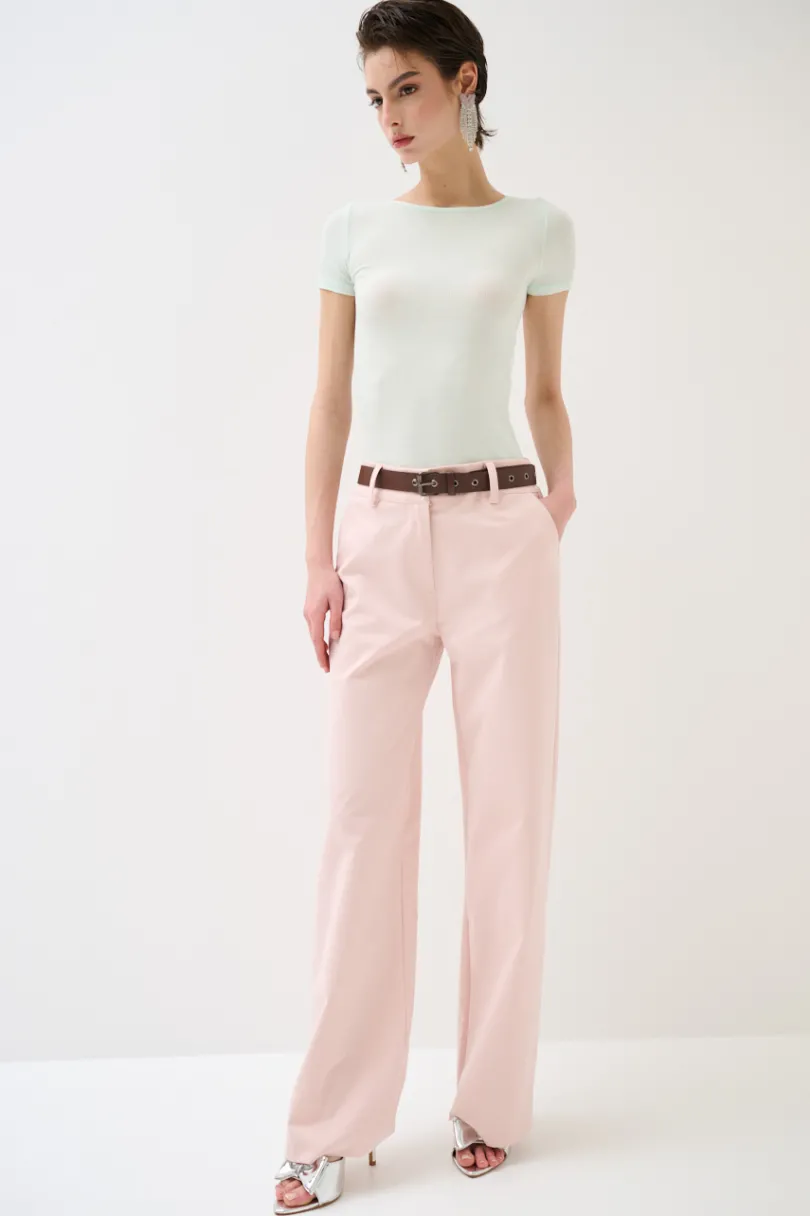 Hot KIKISIX PANTALONE DRITTO CON CINTURA ROSA