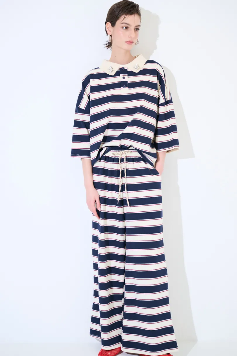 Outlet KIKISIX PANTALONE DRITTO CON ELASTICO CON LACCIO BLU