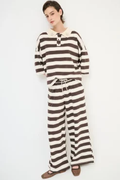 Hot KIKISIX PANTALONE DRITTO CON ELASTICO CON LACCIO MORO