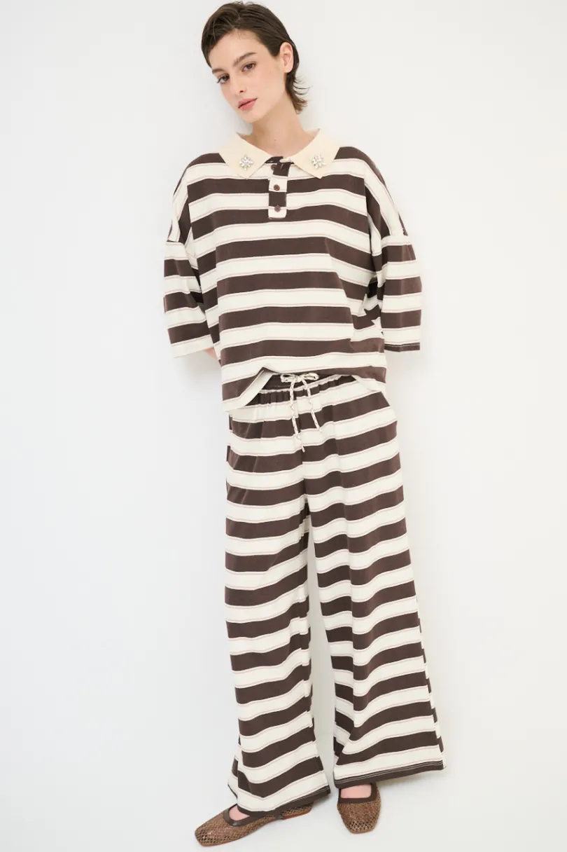 Hot KIKISIX PANTALONE DRITTO CON ELASTICO CON LACCIO MORO