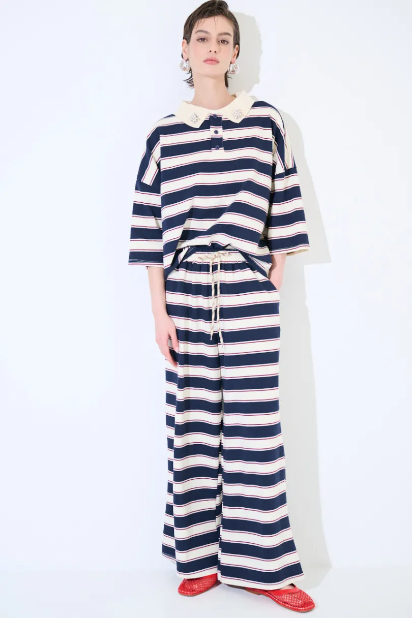 Outlet KIKISIX PANTALONE DRITTO CON ELASTICO CON LACCIO BLU