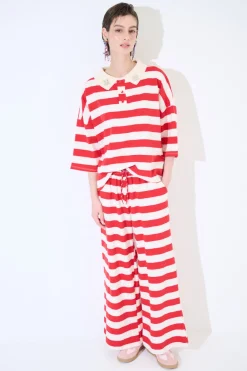 Best KIKISIX PANTALONE DRITTO CON ELASTICO CON LACCIO ROSSO