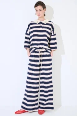 Outlet KIKISIX PANTALONE DRITTO CON ELASTICO CON LACCIO BLU