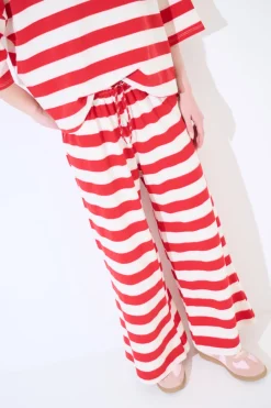 Best KIKISIX PANTALONE DRITTO CON ELASTICO CON LACCIO ROSSO