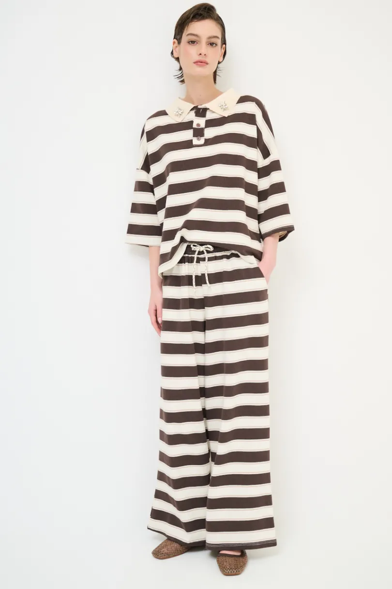 Hot KIKISIX PANTALONE DRITTO CON ELASTICO CON LACCIO MORO