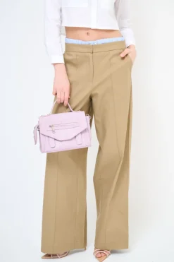 Sale KIKISIX PANTALONE DRITTO COTONE CON CINTURINO ELASTICO RIGA CAMMELLO