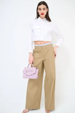 Sale KIKISIX PANTALONE DRITTO COTONE CON CINTURINO ELASTICO RIGA CAMMELLO