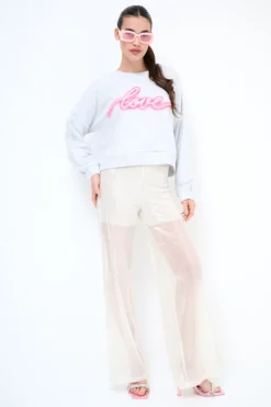 Best KIKISIX PANTALONE DRITTO PAILLETTES PANNA