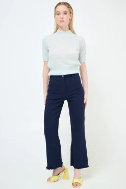 Sale KIKISIX PANTALONE FILARE CROP BLU