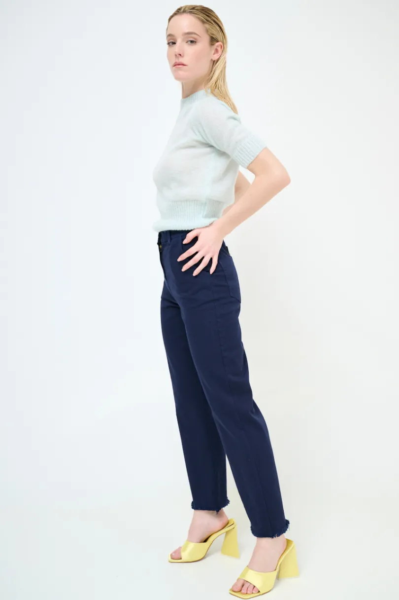 Sale KIKISIX PANTALONE FILARE CROP BLU