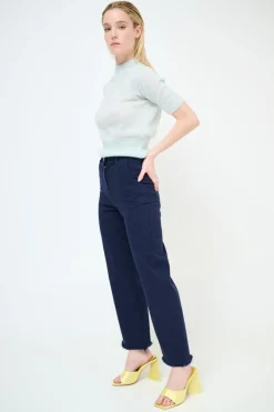 Sale KIKISIX PANTALONE FILARE CROP BLU