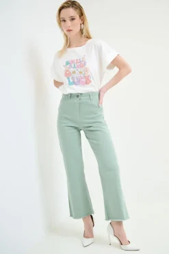 Fashion KIKISIX PANTALONE FILARE CROP SALVIA