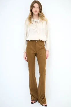 Best KIKISIX PANTALONE FLARE DAINETTO CAPPUCINO