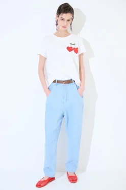 Best KIKISIX PANTALONE JEANS BALLON CON CINTURA BLU CHIARO