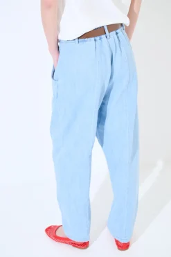 Best KIKISIX PANTALONE JEANS BALLON CON CINTURA BLU CHIARO