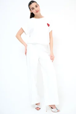 Best KIKISIX PANTALONE LARGO CON BANDA PANNA