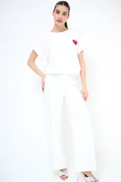 Best KIKISIX PANTALONE LARGO CON BANDA PANNA