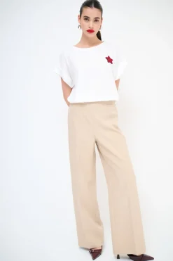 Clearance KIKISIX PANTALONE LARGO CON BANDA BEIGE
